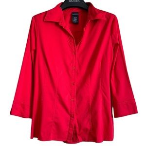 Covington womens blouse large red button front
